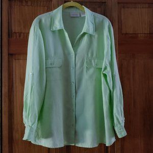 STUDIO WORKS lime green button front blouse sz 2X woman's